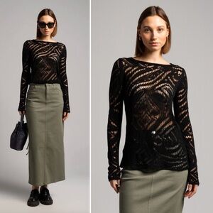 Max & Co. Openwork Knit Raid Jumper Black